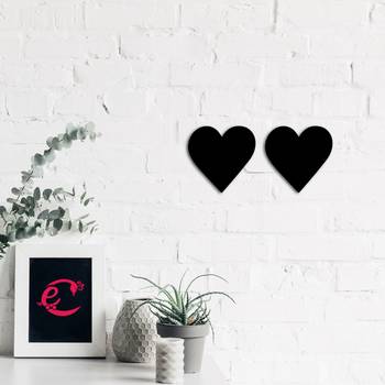 eCraftIndia Set of 2 "Hearts" Black Engineered Wood Wall Art Cutout, Ready to Hang Home Decor 4