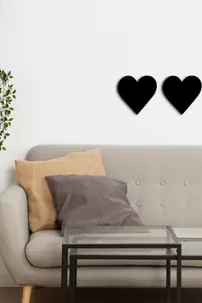 eCraftIndia Set of 2 "Hearts" Black Engineered Wood Wall Art Cutout, Ready to Hang Home Decor