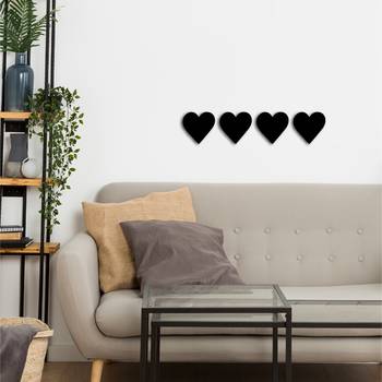 eCraftIndia Set of 4 "Hearts" Black Engineered Wood Wall Art Cutout, Ready to Hang Home Decor 5