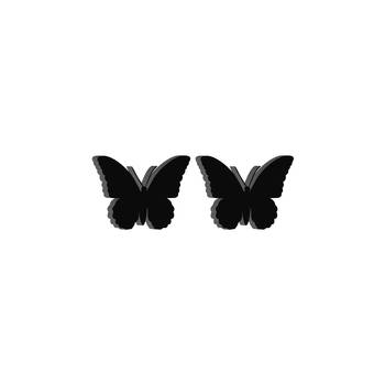 eCraftIndia Set of 2 "Butterflies" Black Engineered Wood Wall Art Cutout, Ready to Hang Home Decor 2