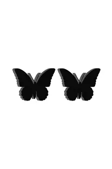 eCraftIndia Set of 2 "Butterflies" Black Engineered Wood Wall Art Cutout, Ready to Hang Home Decor