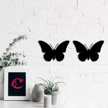 eCraftIndia Set of 2 "Butterflies" Black Engineered Wood Wall Art Cutout, Ready to Hang Home Decor 4