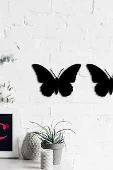 eCraftIndia Set of 2 "Butterflies" Black Engineered Wood Wall Art Cutout, Ready to Hang Home Decor