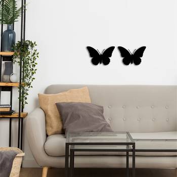 eCraftIndia Set of 2 "Butterflies" Black Engineered Wood Wall Art Cutout, Ready to Hang Home Decor 5