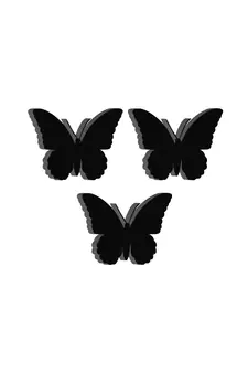 eCraftIndia Set of 3 "Butterflies" Black Engineered Wood Wall Art Cutout, Ready to Hang Home Decor