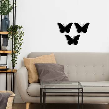 eCraftIndia Set of 3 "Butterflies" Black Engineered Wood Wall Art Cutout, Ready to Hang Home Decor 5