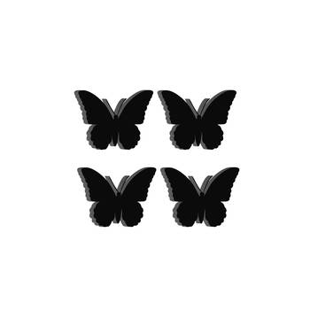 eCraftIndia Set of 4 "Butterflies" Black Engineered Wood Wall Art Cutout, Ready to Hang Home Decor 2