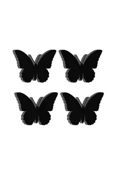 eCraftIndia Set of 4 "Butterflies" Black Engineered Wood Wall Art Cutout, Ready to Hang Home Decor