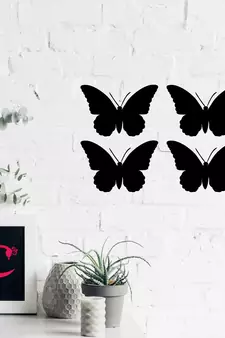 eCraftIndia Set of 4 "Butterflies" Black Engineered Wood Wall Art Cutout, Ready to Hang Home Decor