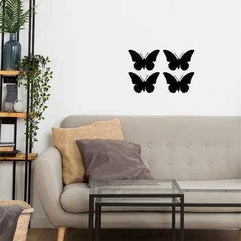 eCraftIndia Set of 4 "Butterflies" Black Engineered Wood Wall Art Cutout, Ready to Hang Home Decor 5