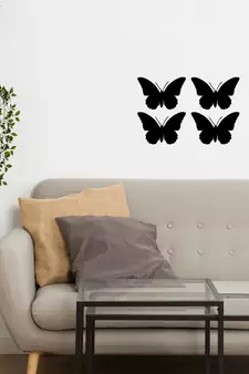eCraftIndia Set of 4 "Butterflies" Black Engineered Wood Wall Art Cutout, Ready to Hang Home Decor