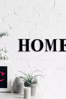 eCraftIndia "HOME" Black Engineered Wood Wall Art Cutout, Ready to Hang Home Decor