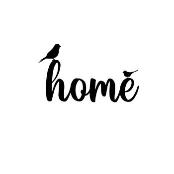 eCraftIndia "HOME with birds" Black Engineered Wood Wall Art Cutout, Ready to Hang Home d?cor 1