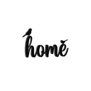eCraftIndia "HOME with birds" Black Engineered Wood Wall Art Cutout, Ready to Hang Home d?cor 2