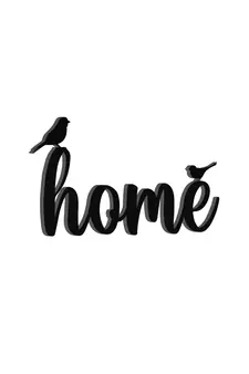 eCraftIndia "HOME with birds" Black Engineered Wood Wall Art Cutout, Ready to Hang Home d?cor