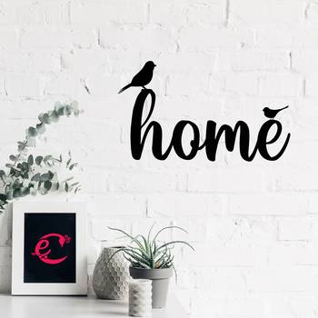 eCraftIndia "HOME with birds" Black Engineered Wood Wall Art Cutout, Ready to Hang Home d?cor 4