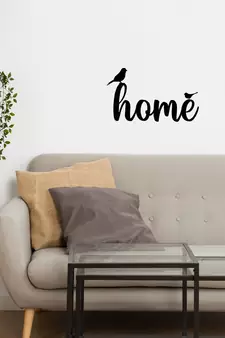 eCraftIndia "HOME with birds" Black Engineered Wood Wall Art Cutout, Ready to Hang Home d?cor