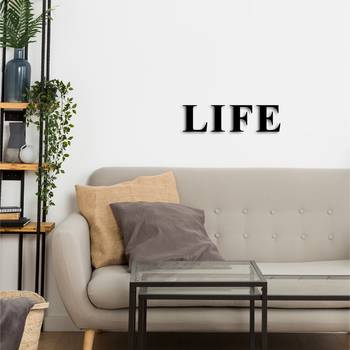 eCraftIndia "LIFE" Black Engineered Wood Wall Art Cutout, Ready to Hang Home Decor 5