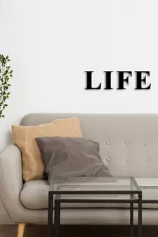 eCraftIndia "LIFE" Black Engineered Wood Wall Art Cutout, Ready to Hang Home Decor