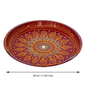 Handcrafted Decorative Red Pooja Thali 4