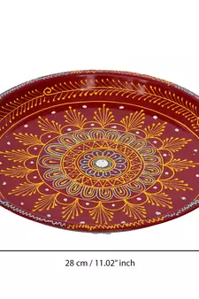 Handcrafted Decorative Red Pooja Thali