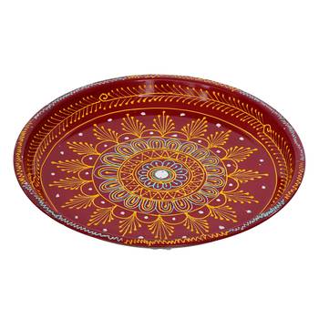 Handcrafted Decorative Red Pooja Thali 5
