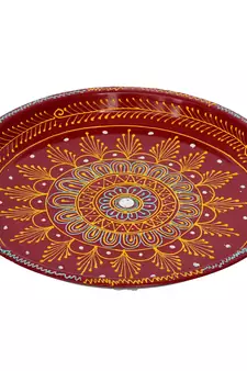 Handcrafted Decorative Red Pooja Thali