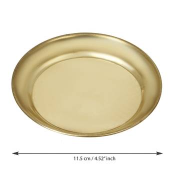 5 Inch Brass Pooja Thali with 2 Katori/Bowls 1 Spoon and 1 Glass 4