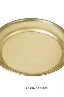5 Inch Brass Pooja Thali with 2 Katori/Bowls 1 Spoon and 1 Glass
