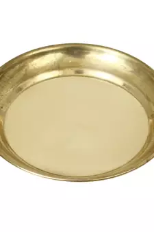 5 Inch Brass Pooja Thali with 2 Katori/Bowls 1 Spoon and 1 Glass