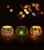 Set of 3 Mosiac Glass Decorative Tea Light Holder/Diya