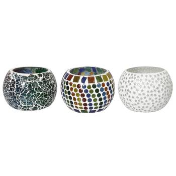 Set of 3 Mosiac Glass Decorative Tea Light Holder/Diya 3