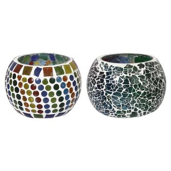 Set of 2 Mosiac Glass Decorative Tea Light Holder/Diya 3
