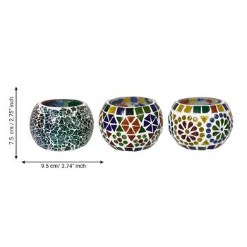 Set of 3 Mosiac Glass Decorative Tea Light Holder/Diya 4