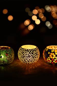 Set of 3 Mosiac Glass Decorative Tea Light Holder/Diya
