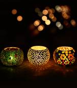 Set of 3 Mosiac Glass Decorative Tea Light Holder/Diya