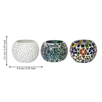 Set of 3 Mosiac Glass Decorative Tea Light Holder/Diya 4