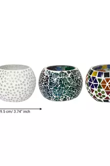 Set of 3 Mosiac Glass Decorative Tea Light Holder/Diya