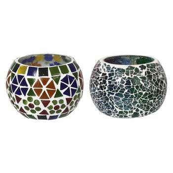 Set of 2 Mosiac Glass Decorative Tea Light Holder/Diya 3