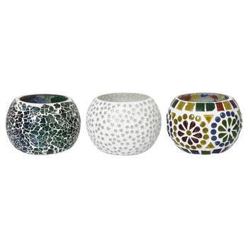 Set of 3 Mosiac Glass Decorative Tea Light Holder/Diya 3