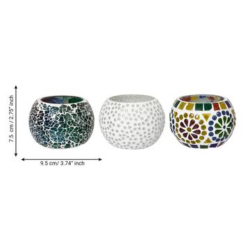 Set of 3 Mosiac Glass Decorative Tea Light Holder/Diya 4