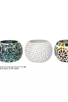 Set of 3 Mosiac Glass Decorative Tea Light Holder/Diya