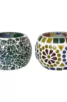 Set of 2 Mosiac Glass Decorative Tea Light Holder/Diya