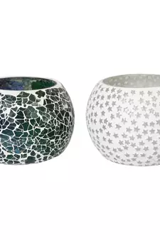 Set of 2 Mosiac Glass Decorative Tea Light Holder/Diya