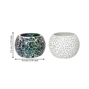 Set of 2 Mosiac Glass Decorative Tea Light Holder/Diya 4
