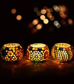 Set of 3 Mosiac Glass Decorative Tea Light Holder/Diya