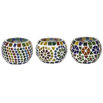 Set of 3 Mosiac Glass Decorative Tea Light Holder/Diya 3