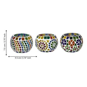 Set of 3 Mosiac Glass Decorative Tea Light Holder/Diya 4