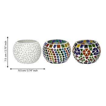 Set of 3 Mosiac Glass Decorative Tea Light Holder 4