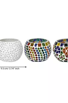 Set of 3 Mosiac Glass Decorative Tea Light Holder